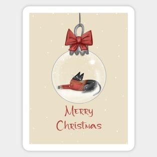 Merry Christmas - Black cats with Santa hat. Sticker